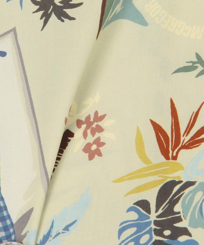 復古風滿印圖案開領夏威夷襯衫