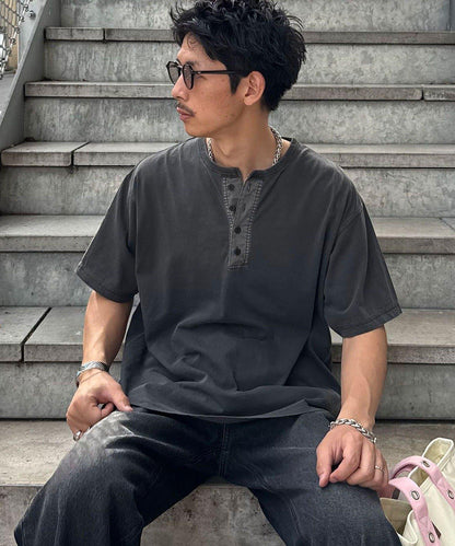 復古風亨利領T恤