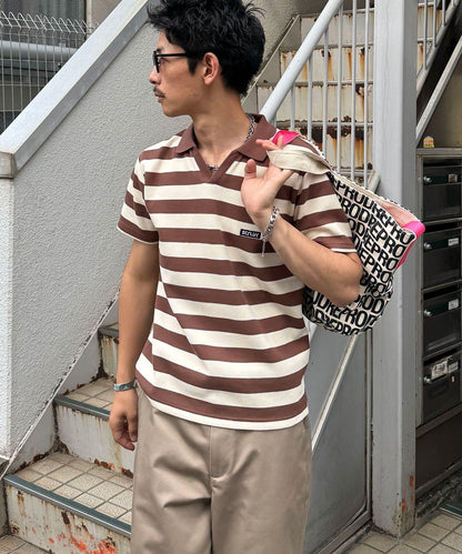 條紋開領POLO衫