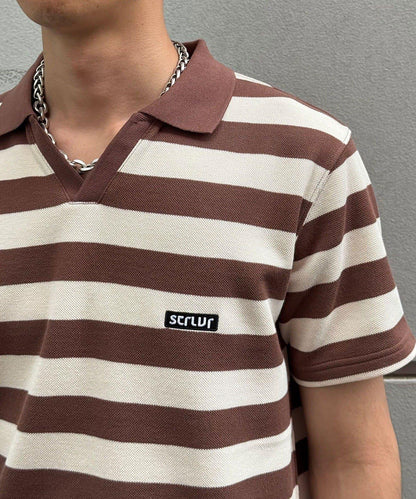 條紋開領POLO衫