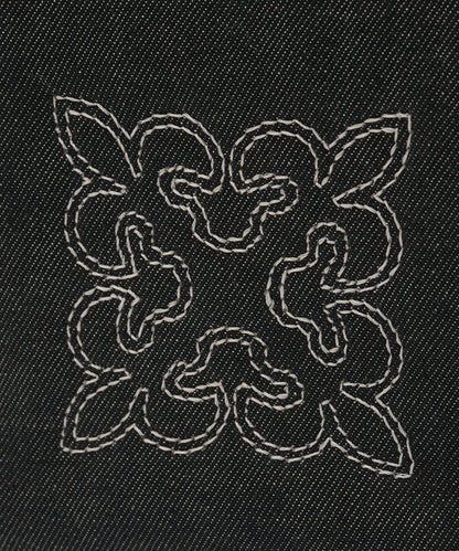刺繡字母花紋 牛仔 2WAY托特包