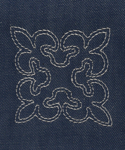 刺繡字母花紋 牛仔 2WAY托特包