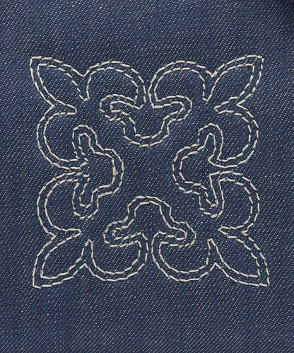 刺繡字母組合 兩用 丹寧材質 迷你波士頓包