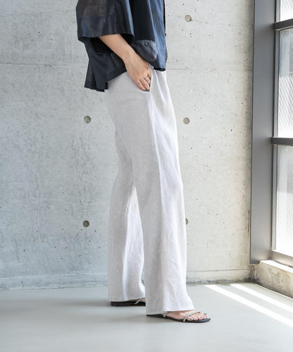 亞麻斜裁褲子