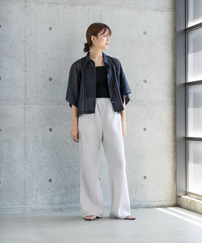 亞麻斜裁褲子