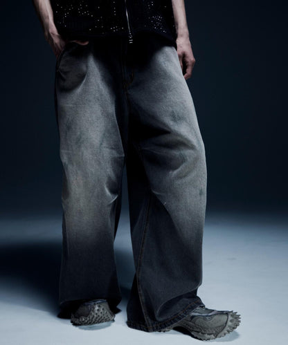 DankeSchon 12oz 水洗做舊 寬鬆 牛仔褲 BAGGY JEANS FADE款