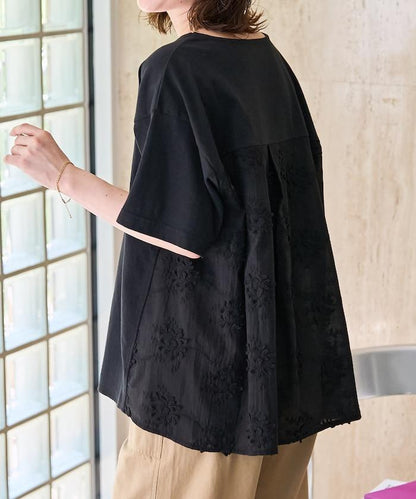 3D立體花卉蕾絲拼接 短袖T恤