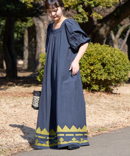 Aguni 綿麻裾刺繡揹帶褲