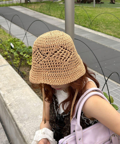 鏤空鉤編夏日漁夫帽
