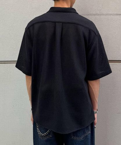 五分袖網眼襯衫