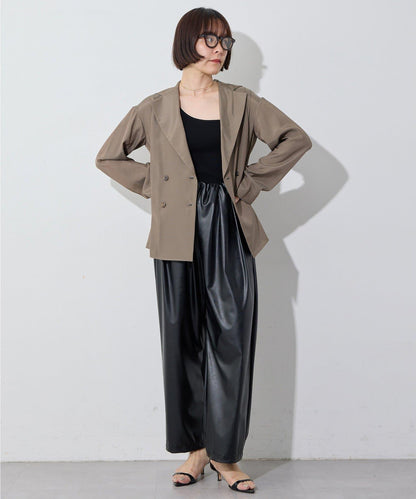 Drawing Numbers 仿皮寬鬆褲子