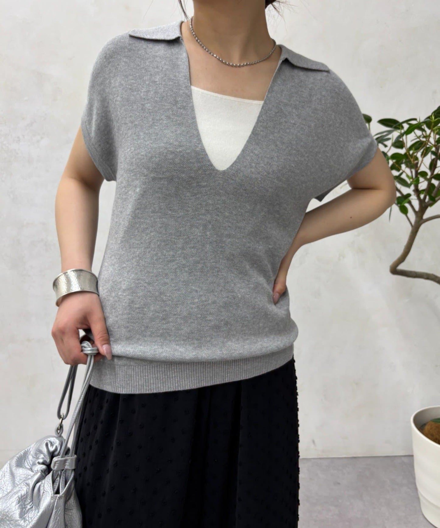 珠地開襟針織上衣 KN