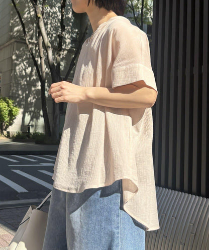 楊柳褶皺開領襯衫