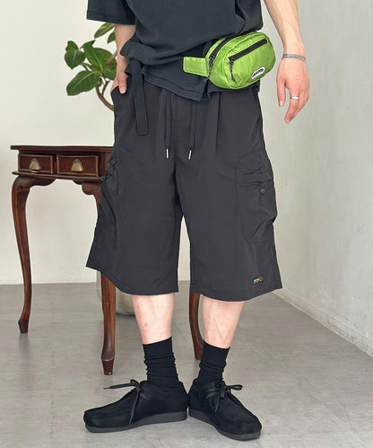尼龍鬆緊工裝休閒短褲