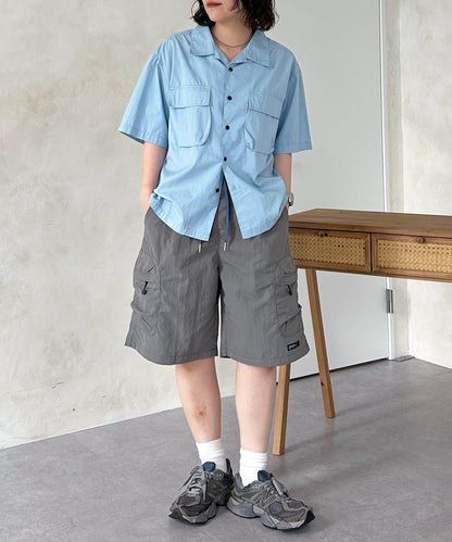 尼龍鬆緊工裝休閒短褲