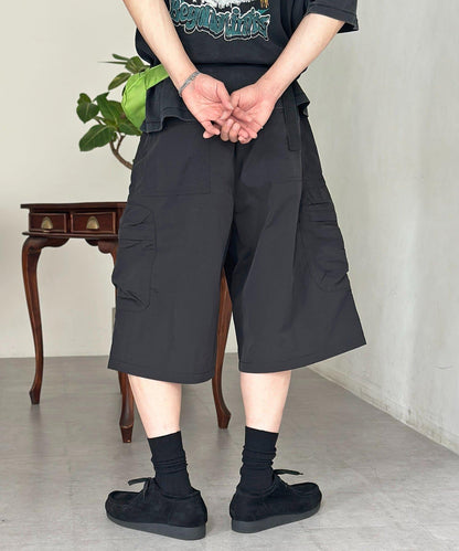 尼龍鬆緊工裝休閒短褲