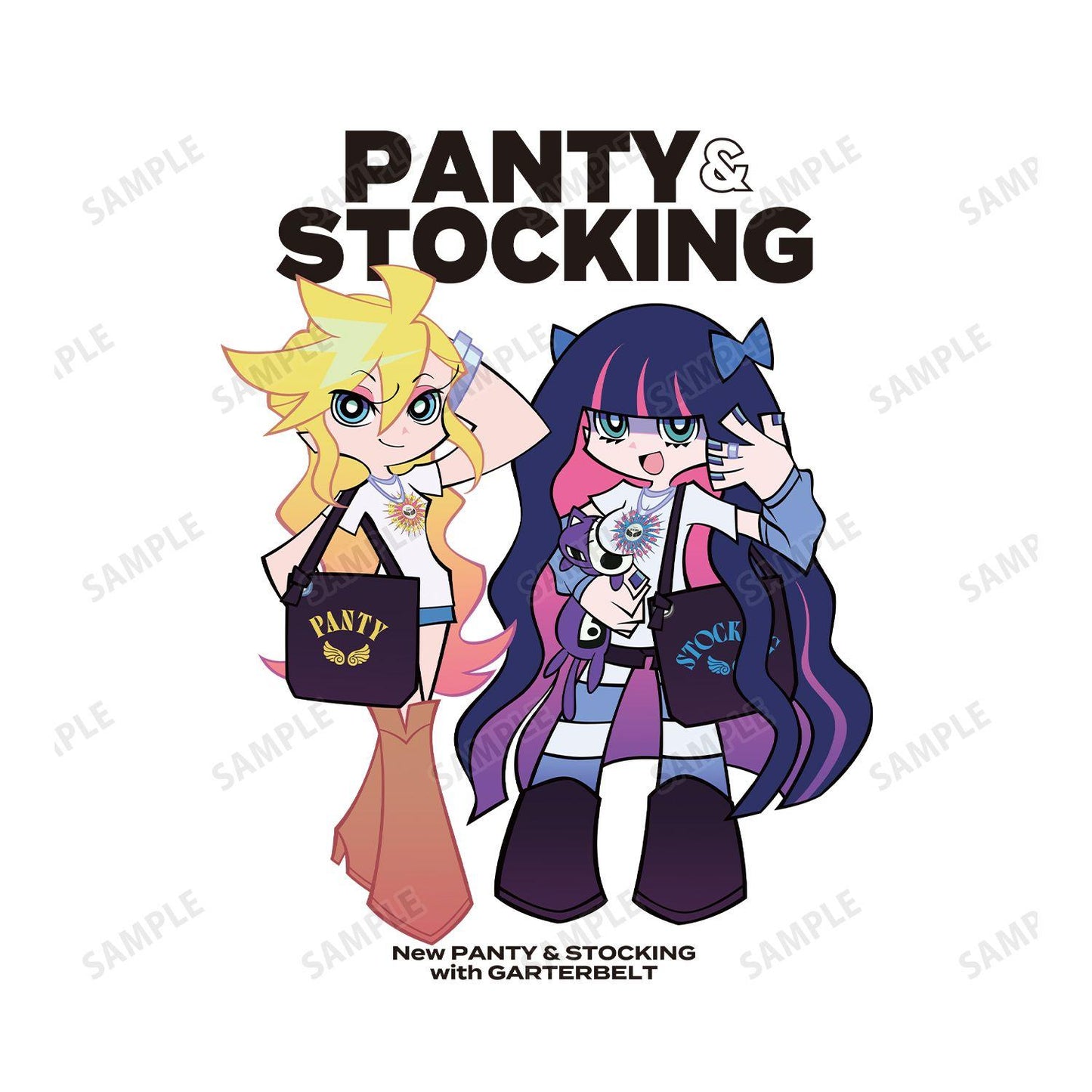 New PANTY ＆ STOCKING with GARTERBELT（吊帶襪天使） パンティ&ストッキング 寬鬆版型T恤 ver.A ユニセックス