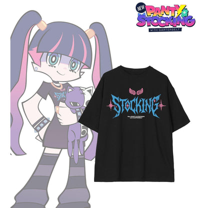 PANTY ＆ STOCKING with GARTERBELT（吊帶襪天使） ストッキング 描き下ろし Model ver. BIG廓形T恤 B款（S碼／男女同款）