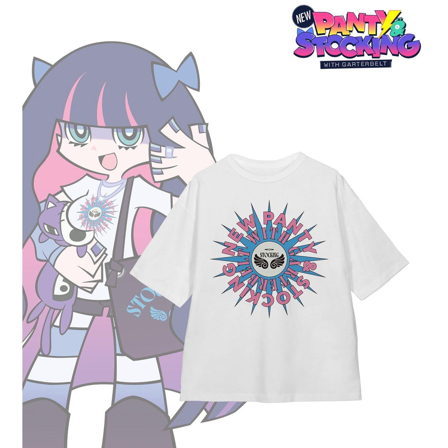 New PANTY ＆ STOCKING with GARTERBELT（吊帶襪天使） 第二彈 ストッキング T恤 寬鬆版 A款 L碼