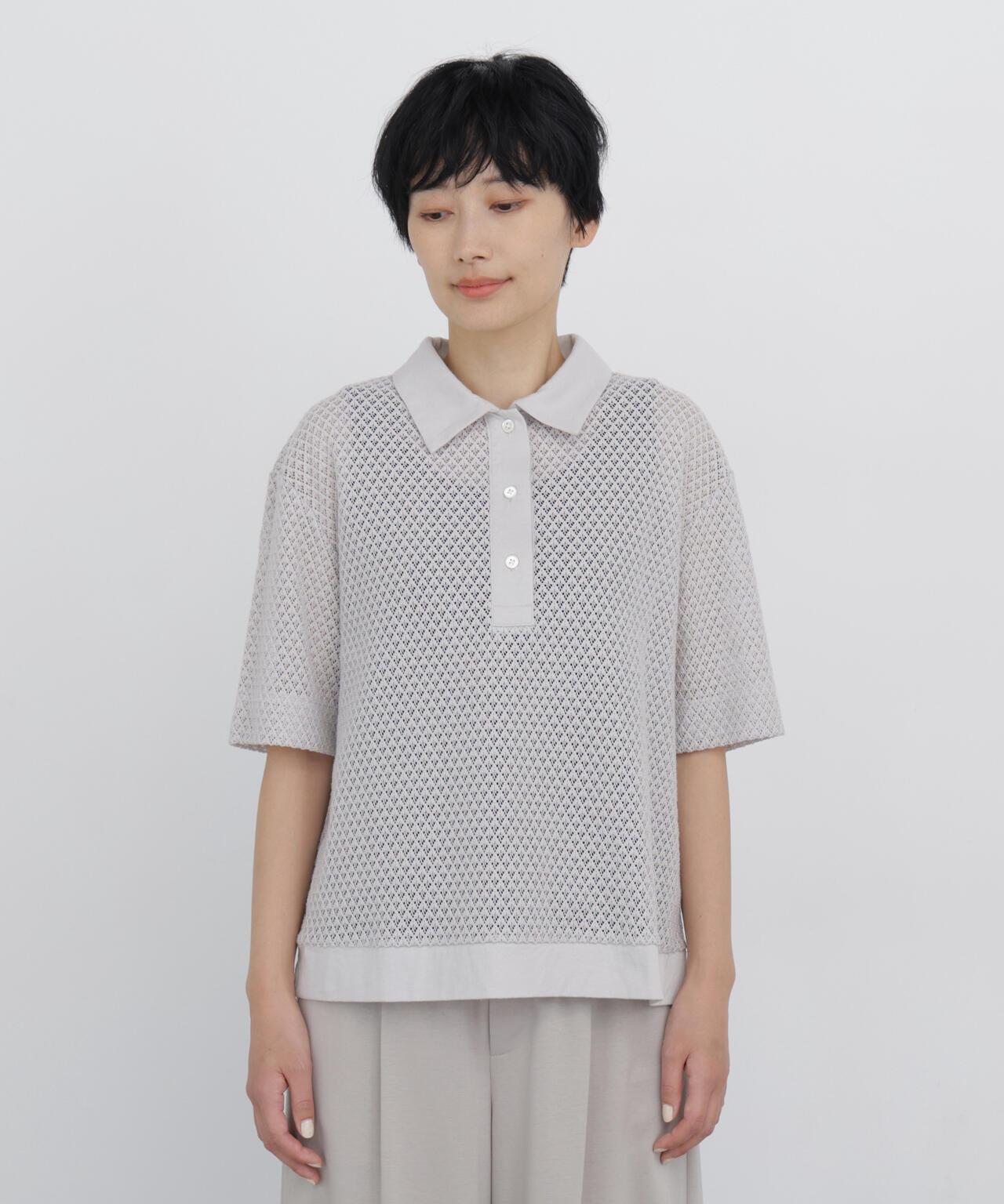 葉子格紋蕾絲 Polo領T恤