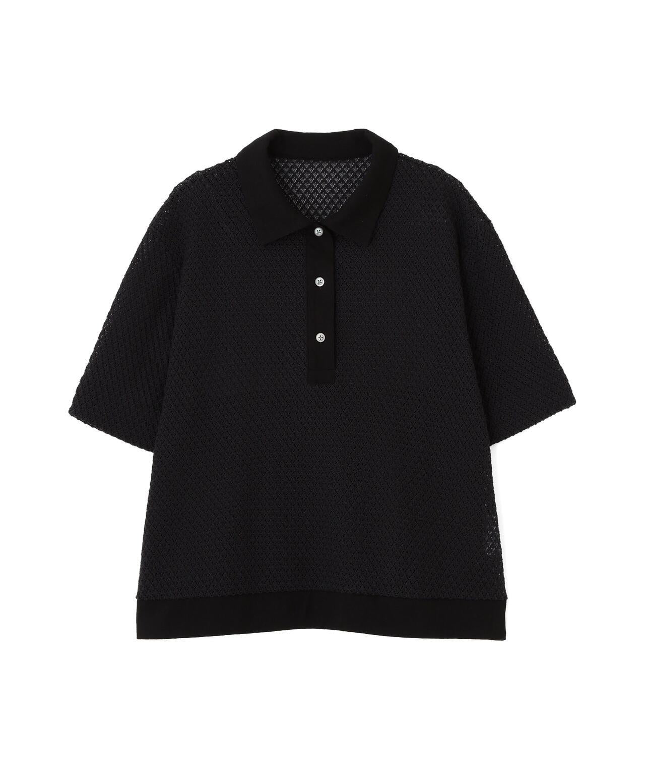葉子格紋蕾絲 Polo領T恤