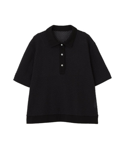葉子格紋蕾絲 Polo領T恤