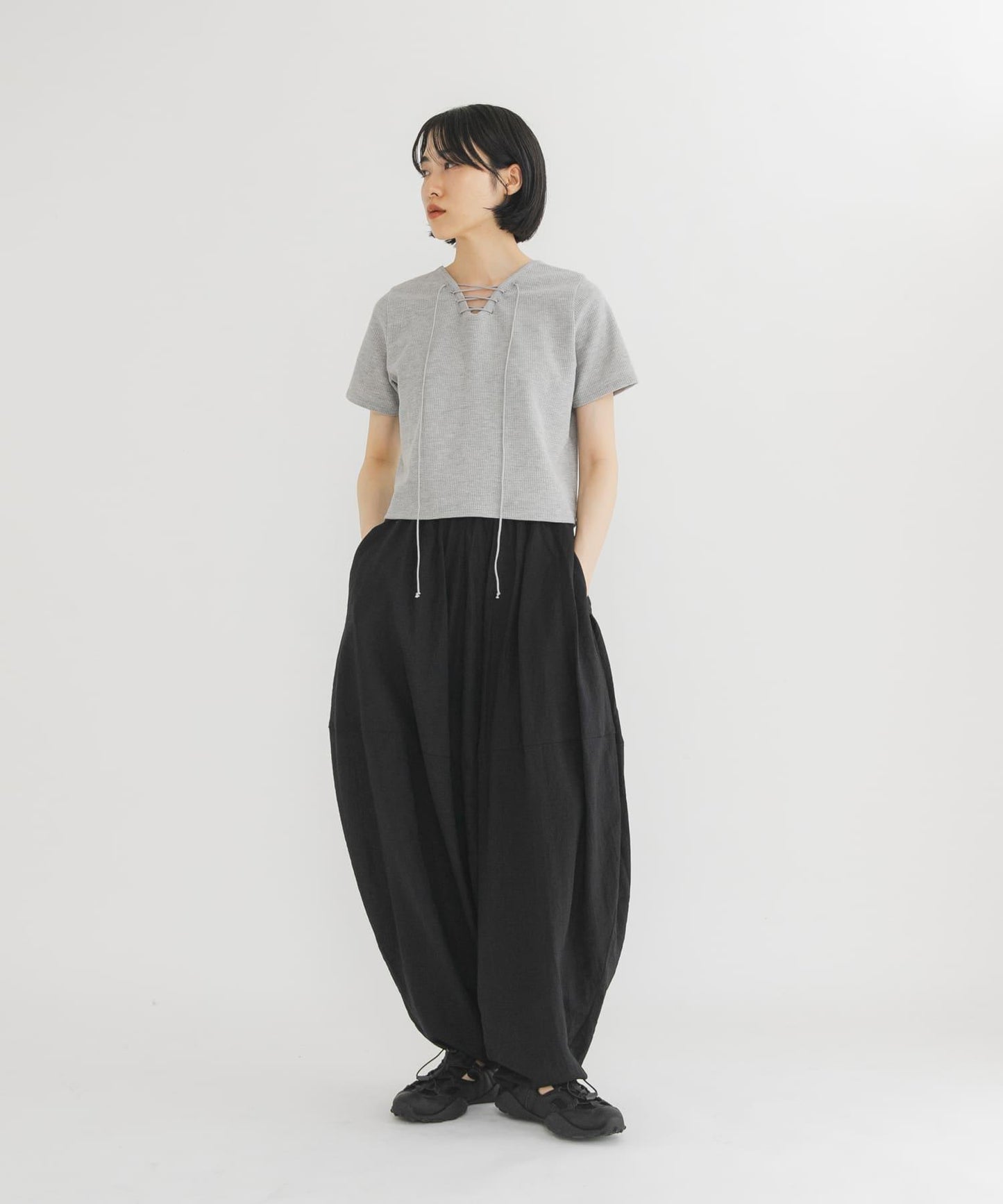 透視寬腿休閒褲