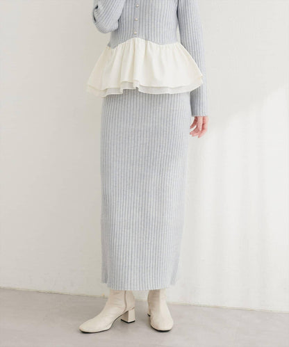 亮絲羅紋針織半身裙