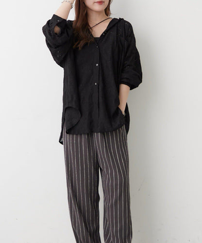 成熟女風 連帽蕾絲 襯衫