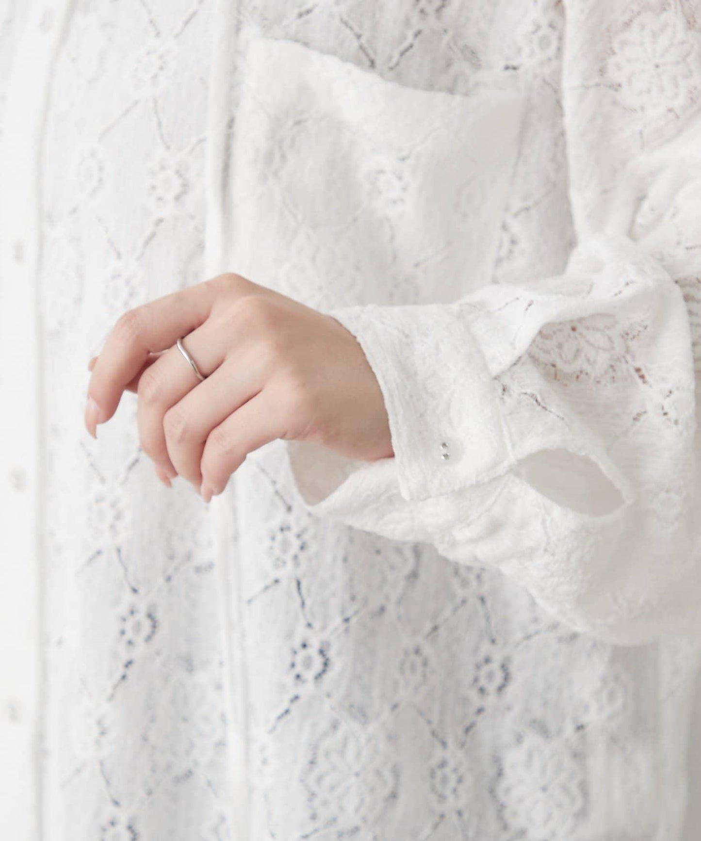 成熟女風 連帽蕾絲 襯衫