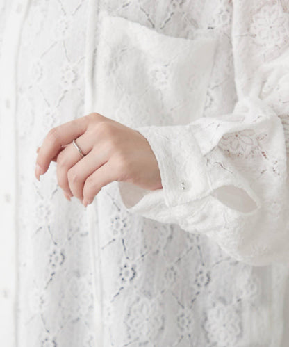 成熟女風 連帽蕾絲 襯衫