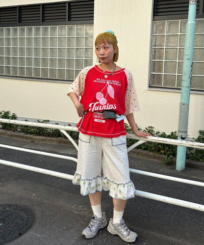 HELLO.SANFRANCISCO/ハローサンフランシスコ 華夫格插肩波點短袖T恤