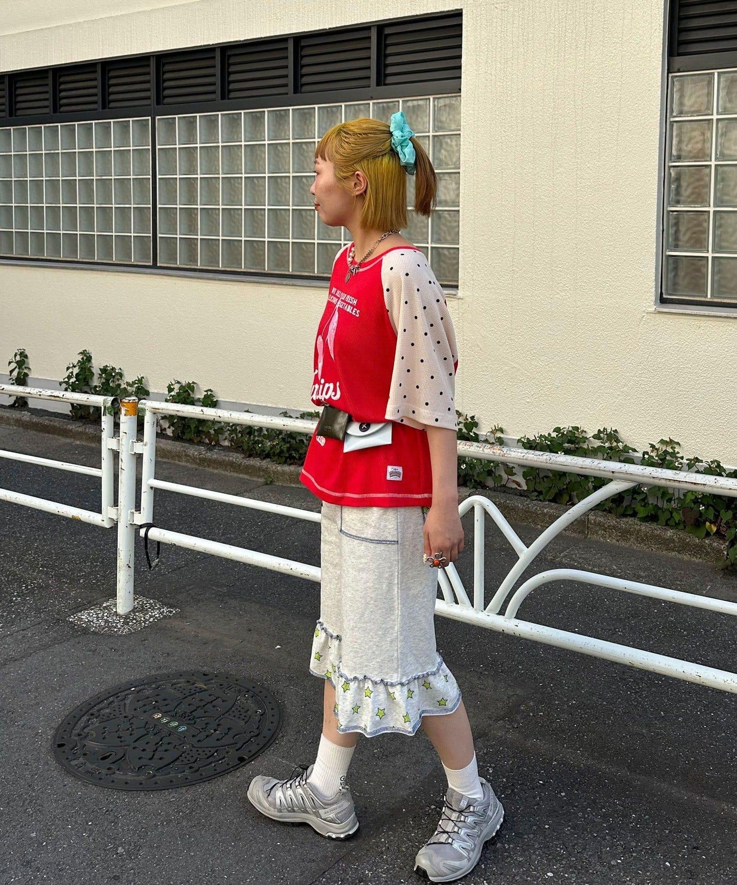 HELLO.SANFRANCISCO/ハローサンフランシスコ 華夫格插肩波點短袖T恤