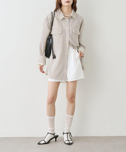 プレート付きタックショートパンツ