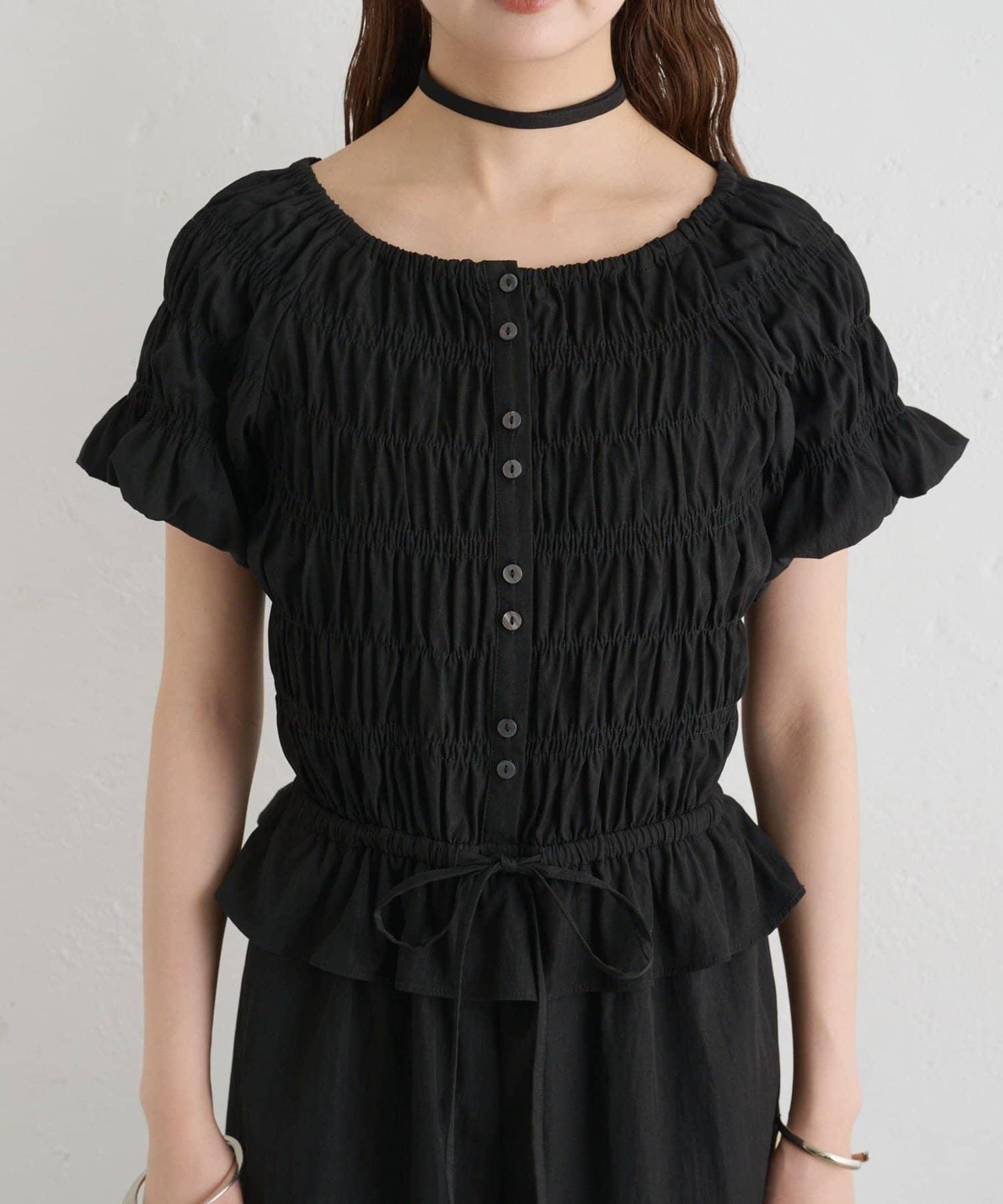 【6/7(sun) 0:00予約START】シャーリングバルーンオールインワン