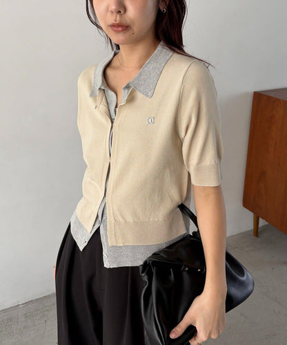 CAPRICIEUX LE'MAGE 半袖疊穿感POLO針織開衫
