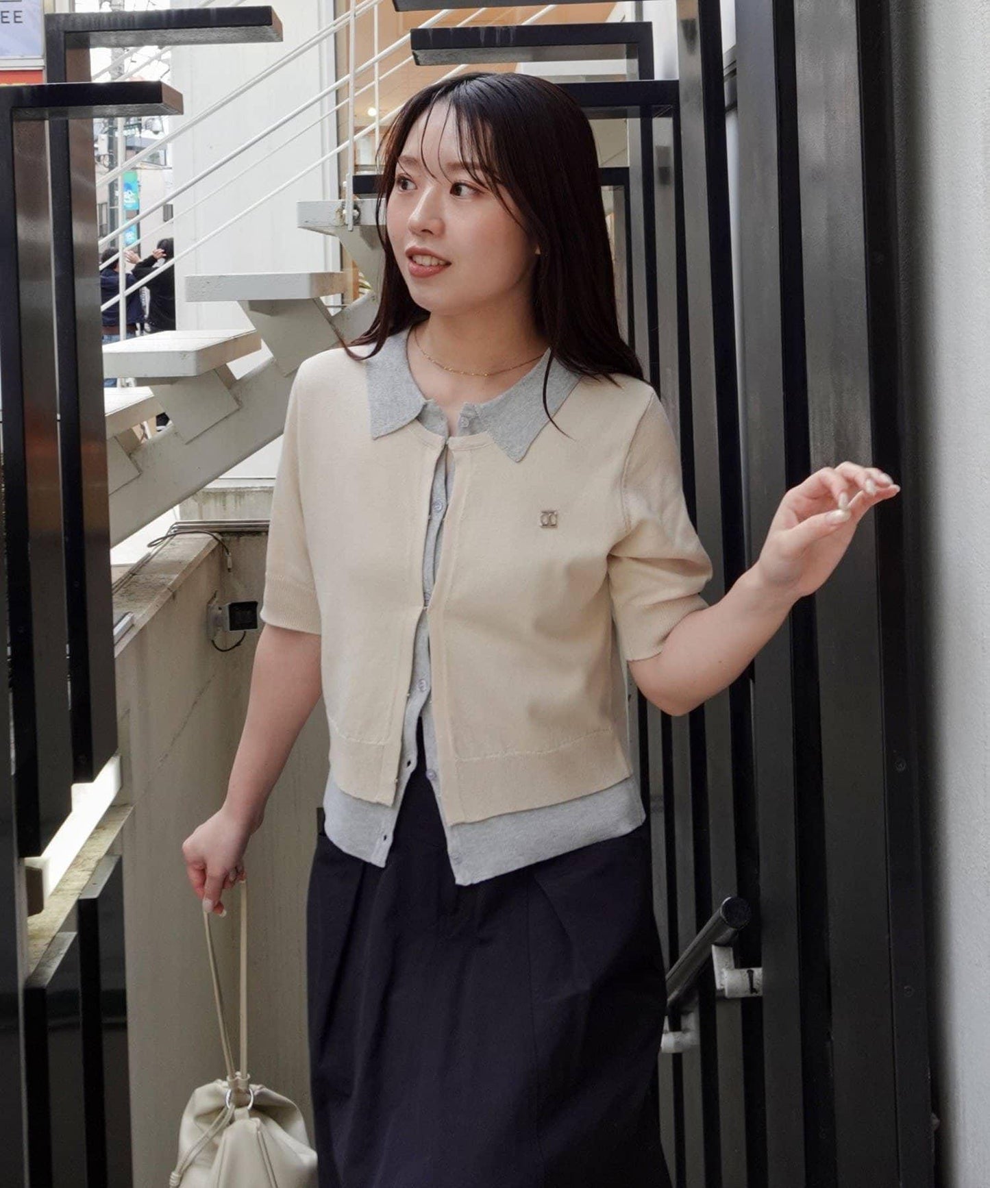 CAPRICIEUX LE'MAGE 半袖疊穿感POLO針織開衫