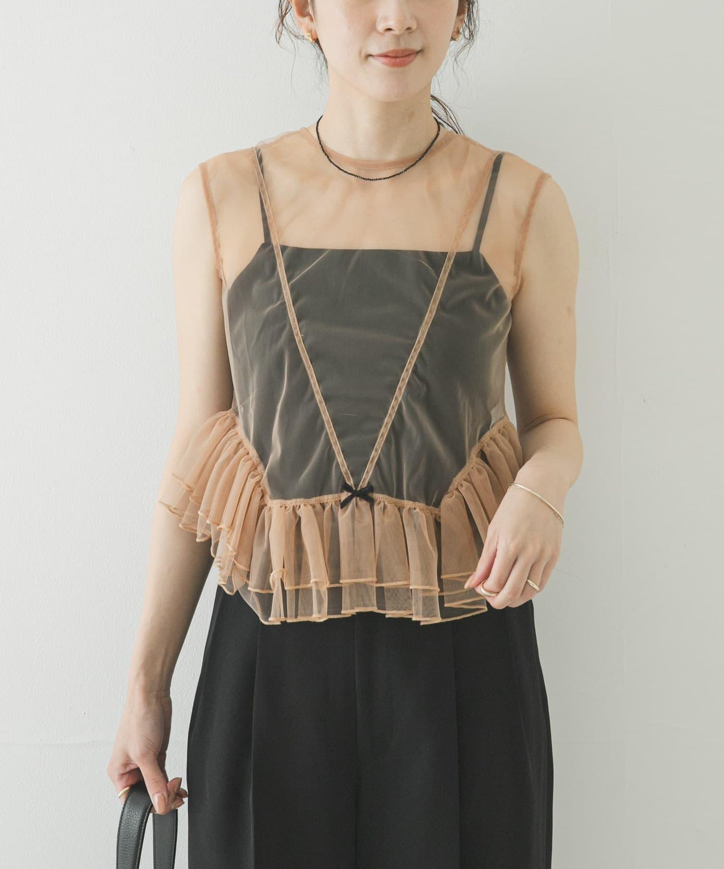 ESTHE TULLE PEPLUM RUFFLE TOP 荷葉邊上衣