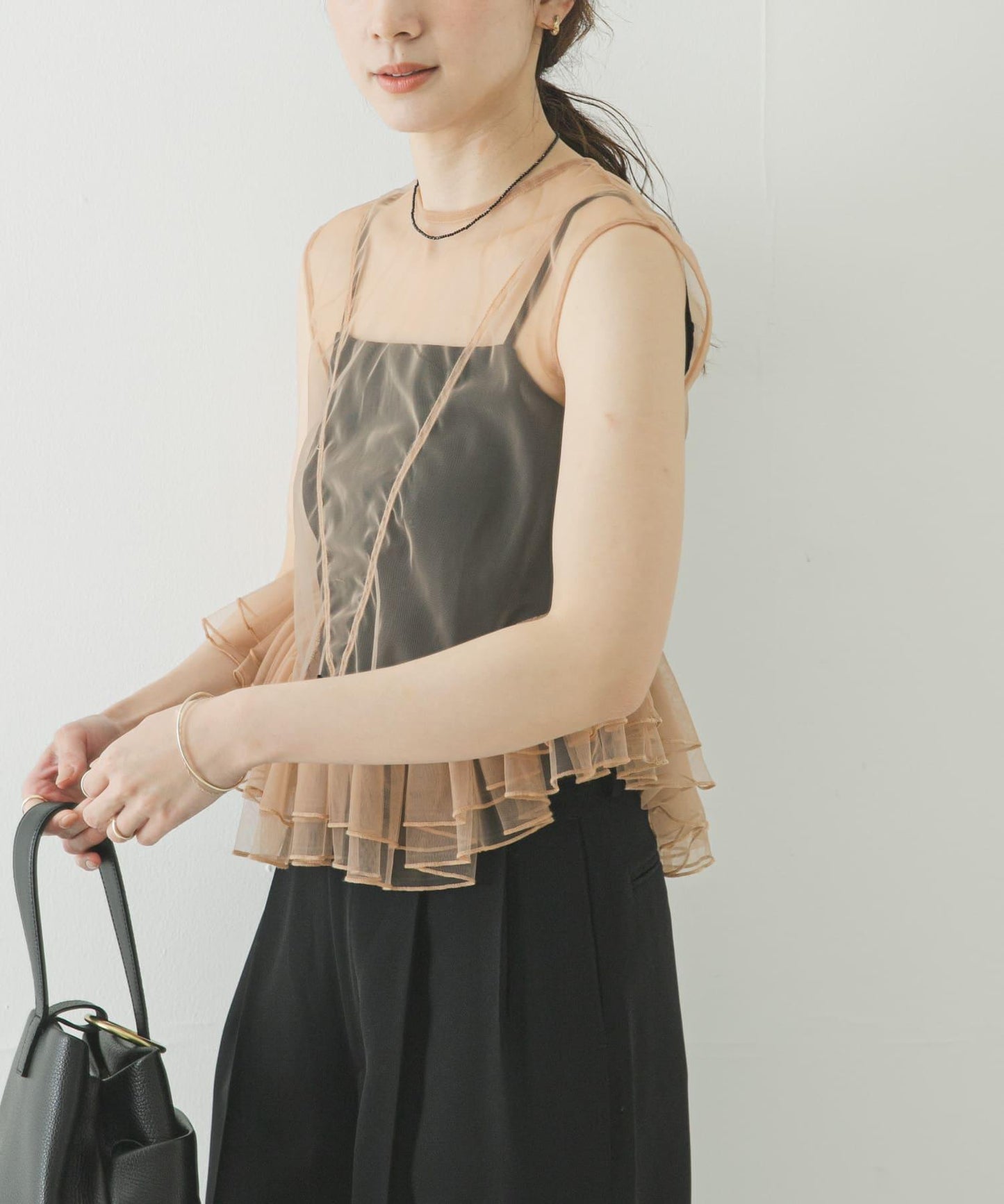 ESTHE TULLE PEPLUM RUFFLE TOP 荷葉邊上衣