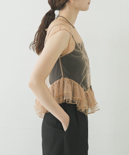 ESTHE TULLE PEPLUM RUFFLE TOP 荷葉邊上衣