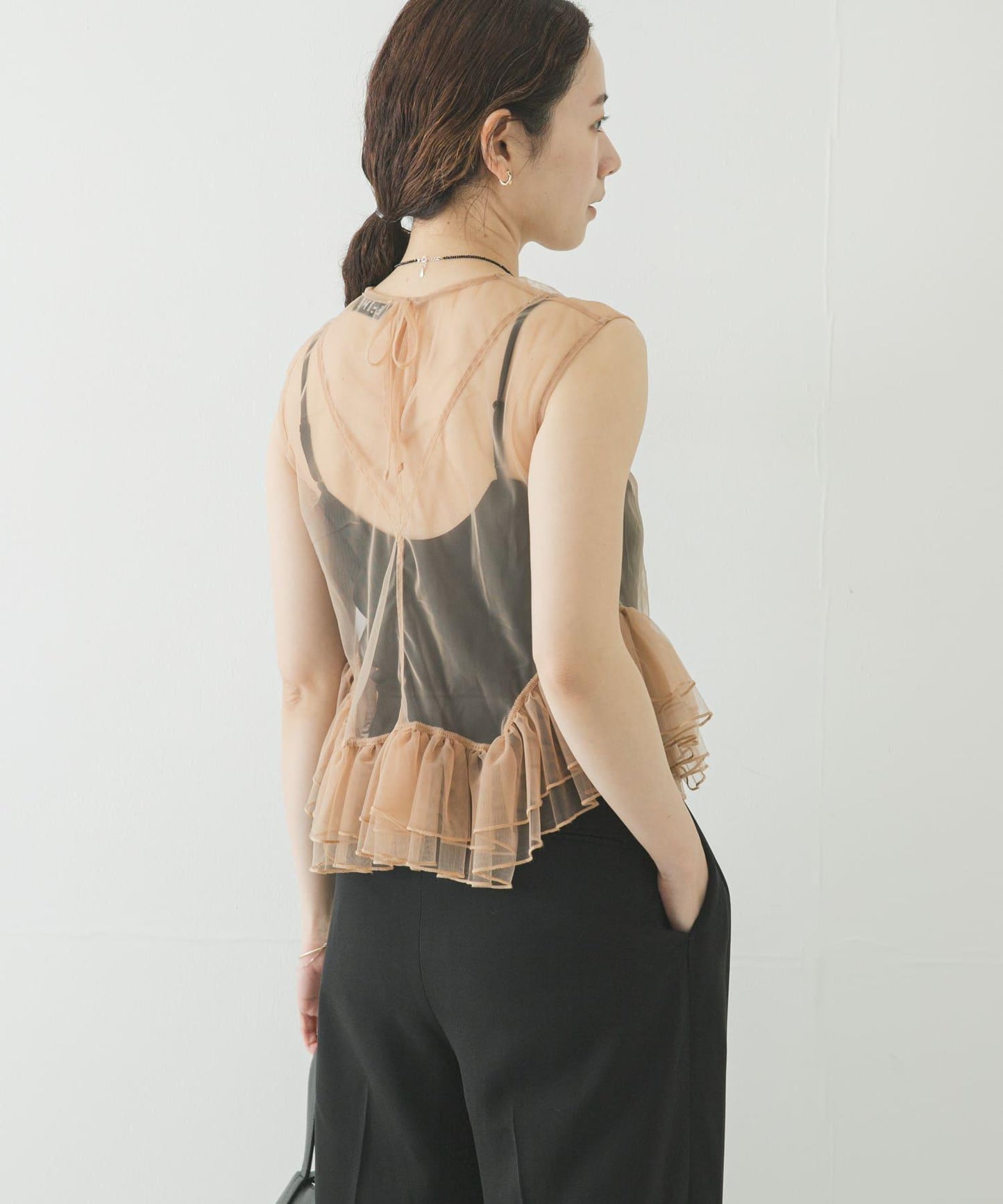 ESTHE TULLE PEPLUM RUFFLE TOP 荷葉邊上衣