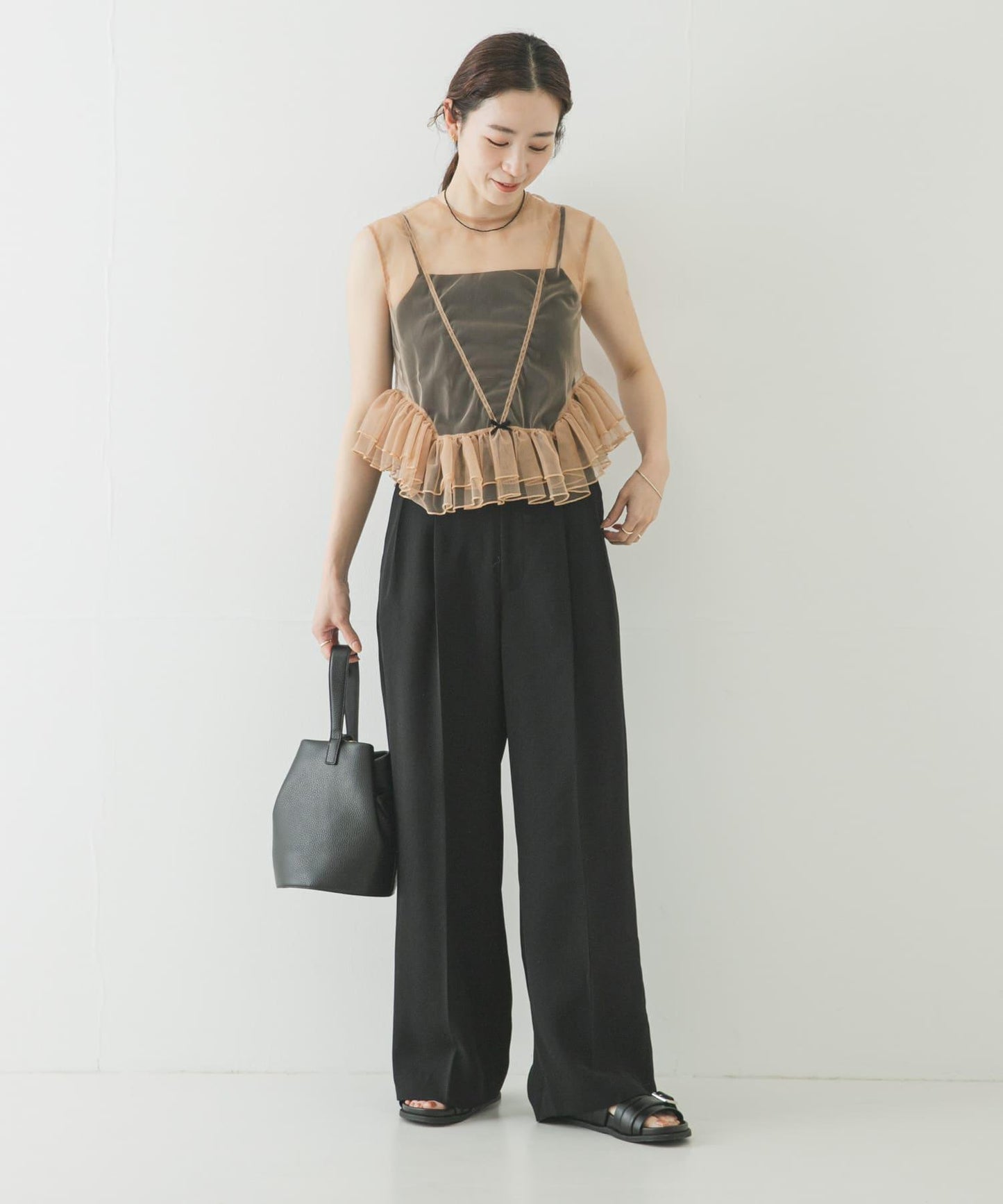 ESTHE TULLE PEPLUM RUFFLE TOP 荷葉邊上衣