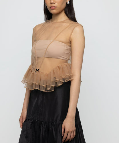 ESTHE TULLE PEPLUM RUFFLE TOP 荷葉邊上衣