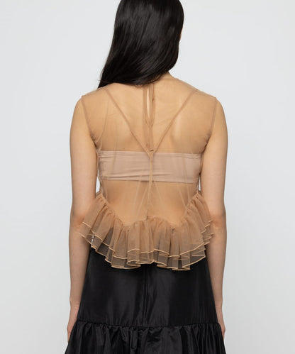 ESTHE TULLE PEPLUM RUFFLE TOP 荷葉邊上衣