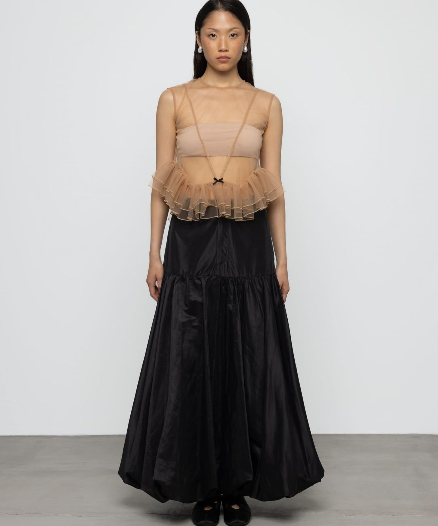 ESTHE TULLE PEPLUM RUFFLE TOP 荷葉邊上衣