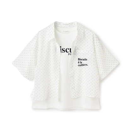 短袖透紗襯衫＋T恤套裝