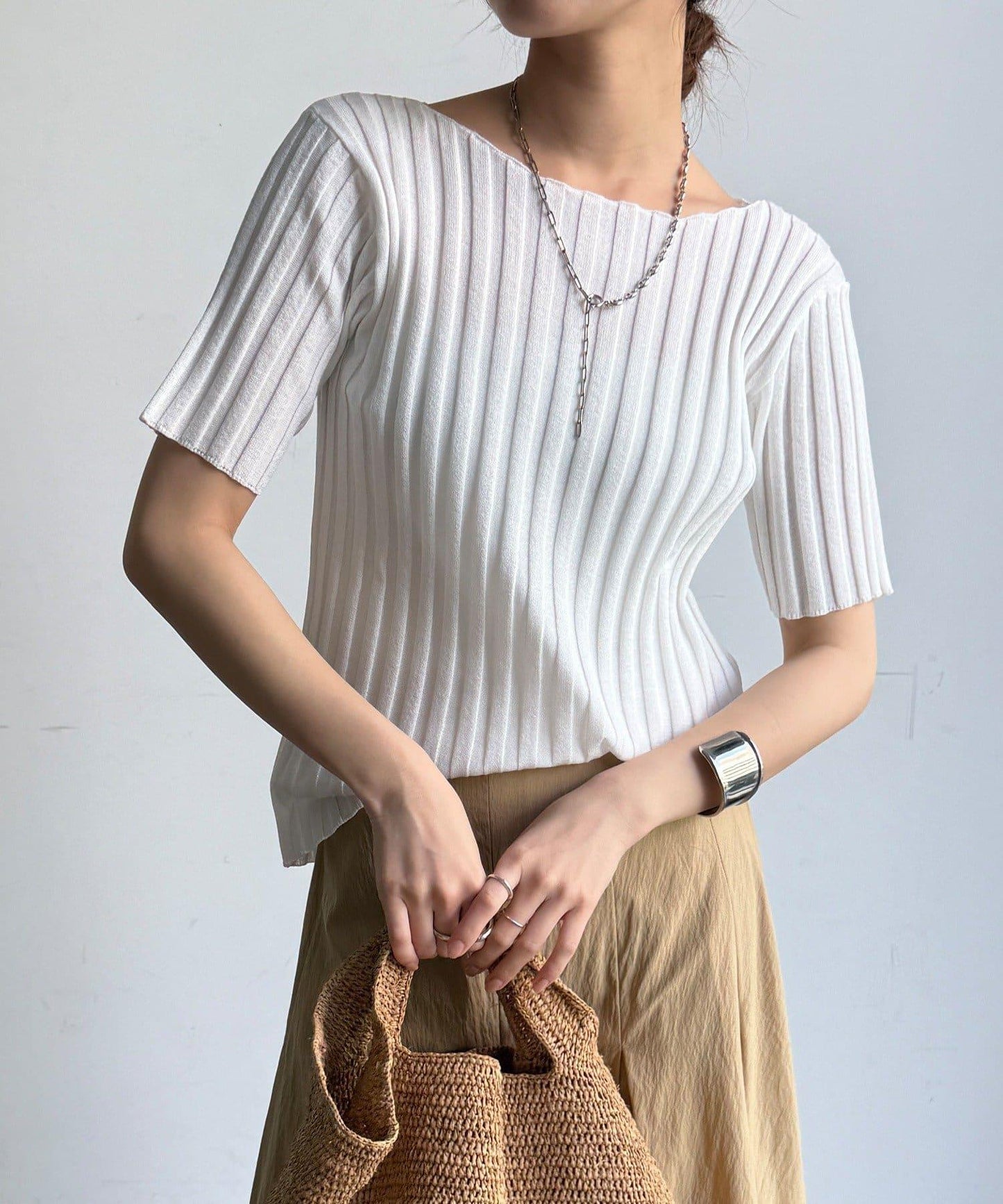 半袖 寬羅紋 套頭上衣（款）