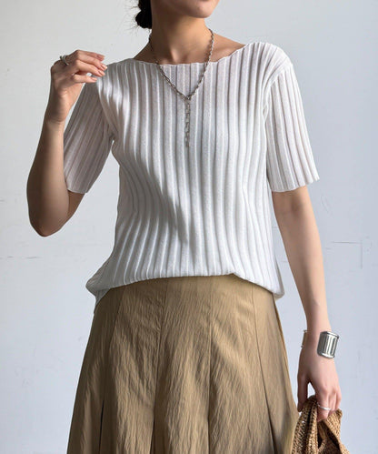 半袖 寬羅紋 套頭上衣（款）
