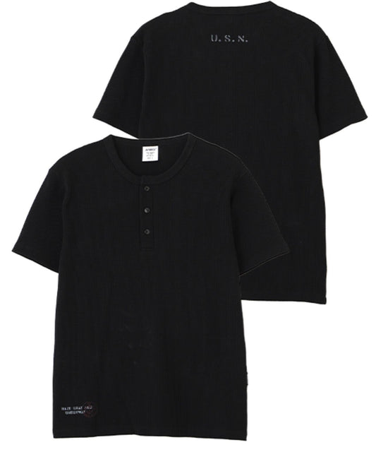 MINI WAFFLE HENRY NECK T-SHIRT U.S.N. 華夫格亨利領T恤