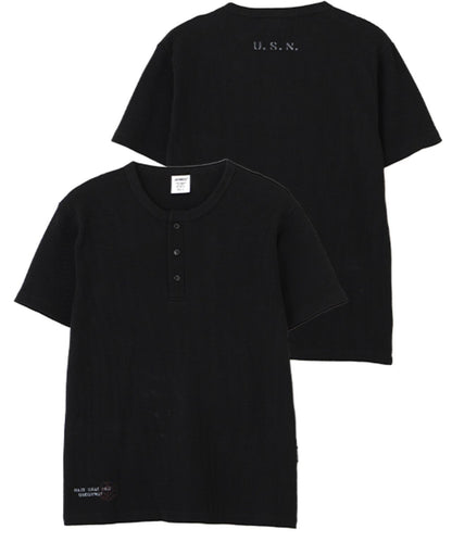 MINI WAFFLE HENRY NECK T-SHIRT U.S.N. 華夫格亨利領T恤